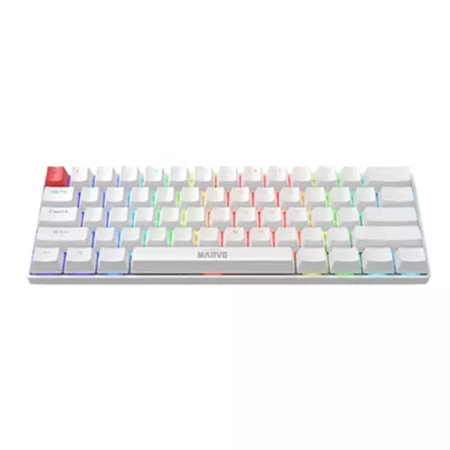 MARVO  Scorpion KG933G Saber 61 Wired Mechanical RGB 60% UK Layout Gaming Keyboard (White)