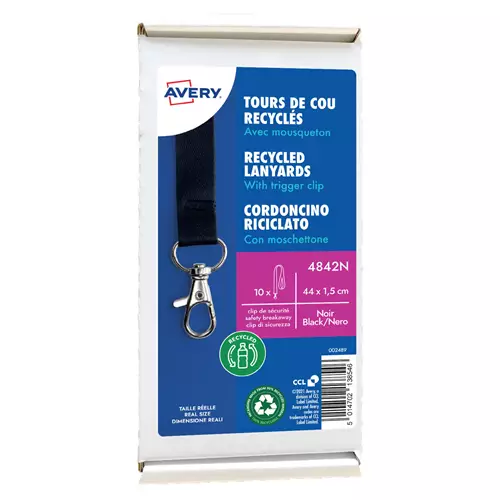 Avery 4842N identity badge/badge holder Metal Polyethylene terephthalate (PET) 10 pc(s)