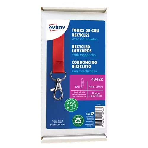 Avery 4842R identity badge/badge holder Metal Polyethylene terephthalate (PET) 10 pc(s)