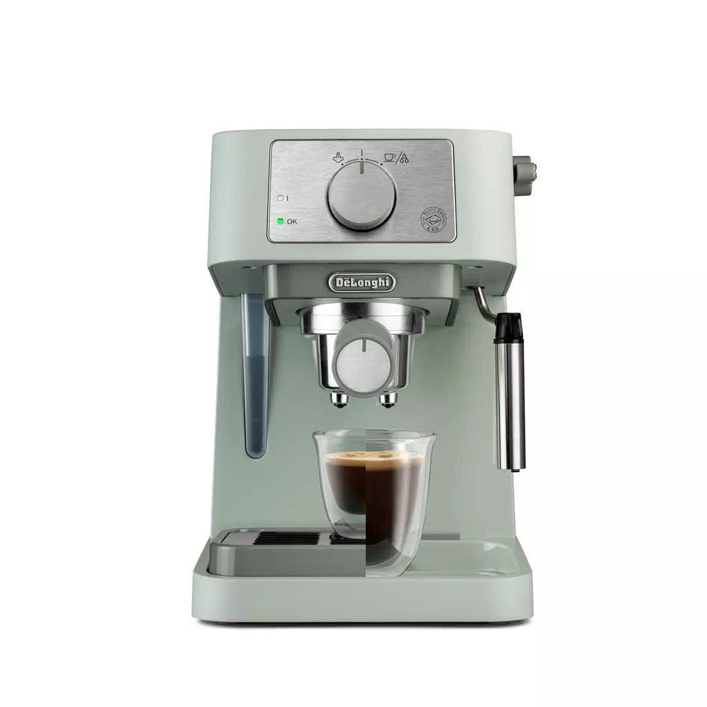 De'Longhi Manual Coffee Machine Stilosa EC260.GR, 15 Bar Pressure, Cappuccino System, Automatic Switch-Off, Compatible with ESE pods, 2 Level Tray, Capacity 1L, Green-image