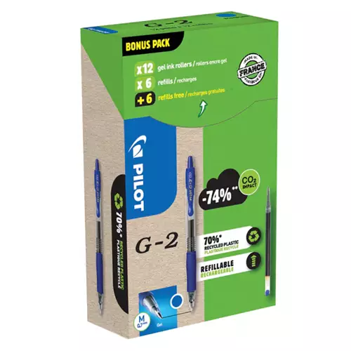 Pilot G-2 GREEN PACK Medium Retractable gel pen Blue 12 pc(s)