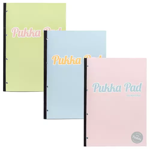 Pukka Pad A4 Refill Pad Ruled 160 Pages Pastel Blue/Pink/Mint (Pack 3) - 2015-PST