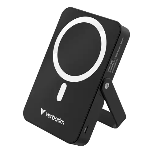 Verbatim Charge 'n' Go Magnetic Wireless Power Bank with stand - 10000 mAh Black