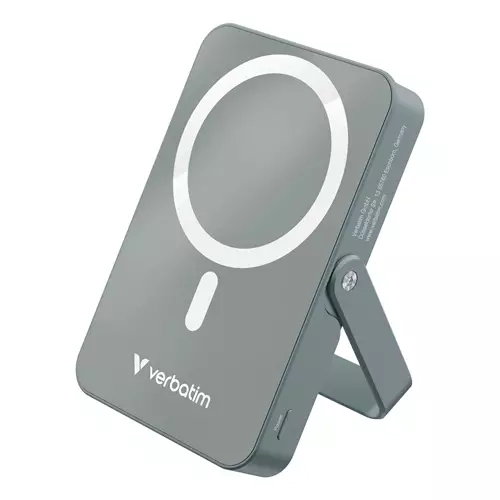 Verbatim Charge 'n' Go Magnetic Wireless Power Bank with stand - 10000 mAh Grey