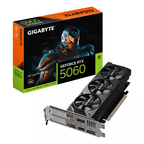 GIGABYTE GeForce RTX 5060 OC Low Profile 8G Graphics Card - 8GB GDDR7 128bit PCI-E 5.0 2512 MHz Core Clock 3 x DisplayPort 1 x HDMI GV-N5060OC-8GL