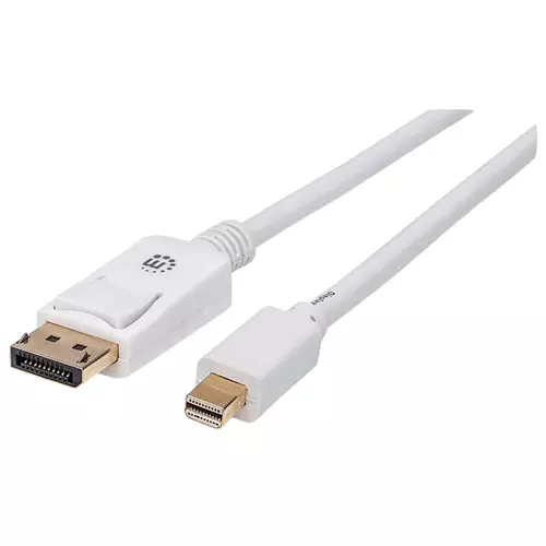 Manhattan Mini DisplayPort 1.2 to DisplayPort Cable 4K@60Hz 2m Male to Male White Lifetime Warranty Equivalent to MDP2DPMM2MW 2 m Mini DisplayPort DisplayPort Male Male 4096 x 2160 pixels