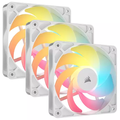 Corsair RS120-R ARGB. Type: Fan Fan diameter: 12 cm Rotational speed (min): 420 RPM Rotational speed (max): 2100 RPM Minimum air pressure: 0.14 mmH2O Maximum air pressure: 2.81 mmH2O. Product colour: White