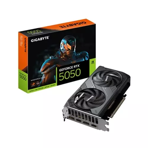 GIGABYTE GeForce RTX 5050 WINDFORCE OC 8G Graphics Card - 8GB GDDR6 128bit PCI-E 5.0 2587MHz Core Clock 2 x DP 2 x HDMI NVIDIA DLSS 4 GV-N5050WF2OC-8GD