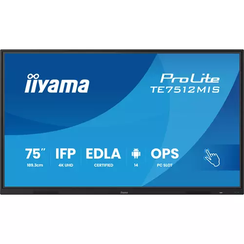 iiyama TE7512MIS-B4AG Signage Display Kiosk design 190.5 cm (75") LCD Wi-Fi 400 cd/m 4K Ultra HD Black Touchscreen Built-in processor Android 24/7