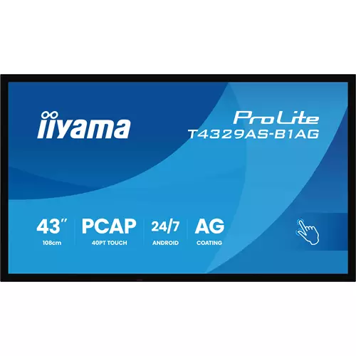 iiyama T4329AS-B1AG computer monitor 108 cm (42.5") 3840 x 2160 pixels 4K Ultra HD LED Touchscreen Black