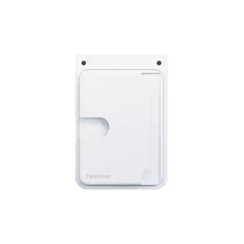 Fairphone Card Holder v1. Product type: Card holder Product colour: White Material: Plastic. Width: 73.1 mm Depth: 106.5 mm Height: 8.4 mm