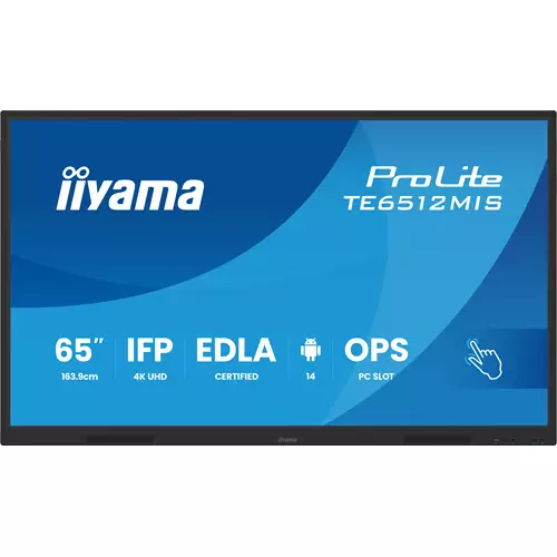 iiyama TE6512MIS-B4AG Signage Display Kiosk design 165.1 cm (65") LCD Wi-Fi 400 cd/m 4K Ultra HD Black Touchscreen Built-in processor Android 24/7