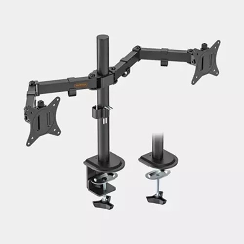 VonHaus Dual Monitor Stand for 13-32 Inch Screens Twin Monitor Mount with Desk Clamp Height Adjustable Easy Assemble Stand with Full Tilt Rotation amp; Swivel Arms VESA 75x75 amp; 100x100mm