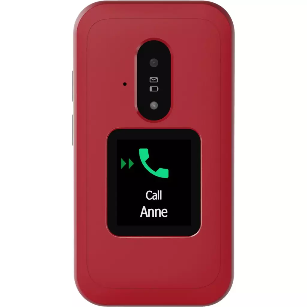Doro Phone - Doro Leva E30 - 4G Flip Phone For Elderly - Large 2.8" Screen, External Display, High Contrast Keys, Loud & Clear Sound, Camera - Doro Secure Button - Charging Cradle Included - Red/White