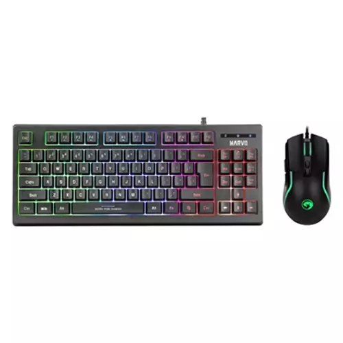Marvo Scorpion Keyboard and Mouse Bundle featuring Marvo Scorpion K607 TKL Layout Multimedia USB 2.0 Wired 3 Colour Backlit Gaming Keyboard amp; Marvo Scorpion M292 Capo 20 USB RGB Programmable Gaming Mouse