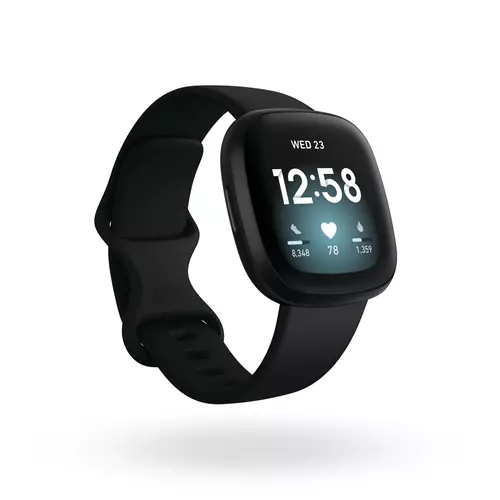 Fitbit Versa 3 AMOLED 40 mm Digital Touchscreen Black Wi-Fi GPS (satellite)