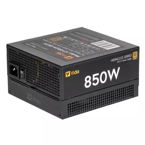 VIDA 850W Heracles Black ATX 3.1 Gaming PSU 80+ Bronze 14cm Ultra-Quiet FDM Fan Flat Black Cables PCIe 5.1 Power Lead Not Included power supply unit 24-pin ATX