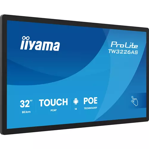 iiyama TW3226AS-B3P Signage Display Kiosk design 80 cm (31.5") LED Wi-Fi 430 cd/m Full HD Black Touchscreen Built-in processor Android 24/7