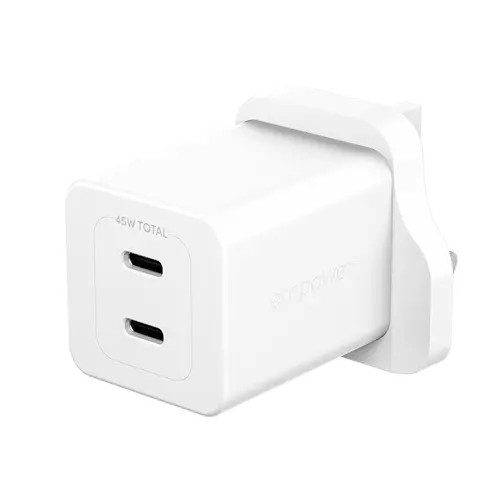 PanzerGlass empower by  Turbo 45W Charger incl. 2 x USB-C | UK Plug | Silver White