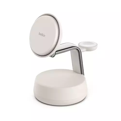 Belkin WIZ040MYSD mobile device charger Headphones Smartphone Chrome White USB Wireless charging Fast charging Indoor