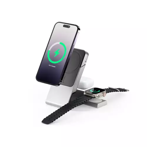 ALOGIC Matrix+ 3-in-1 Magnetic Charging Dock with Apple Watch Charger for iPhone 16-12  Apple Watch Airpods  Charging Station for Apple Devices with 5000mAH Wireless Power Bank & 30W Multi Country Power Adapter.