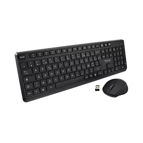V7 CKW350FR Wireless Keyboard and Mouse Combo - FR Layout Full-size (100%) Wireless RF Wireless AZERTY Black Mouse included