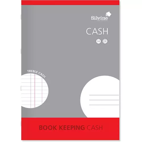 Silvine Portrait Book Keeping Cash Book Feint Ruled 8mm 16 Leaves 90GSM A4 (Pack 6) - SJA4C-P