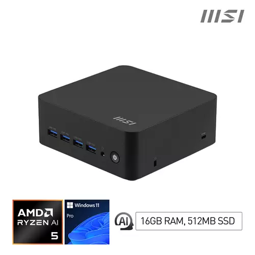 MSI Cubi Z AI 8M AMD Ryzen 5 8645HS Desktop PC SFF Mini Computer HTPC (16GB RAM 512GB Storage Windows 11 PRO) AMD Radeon Graphics/DDR5/Dual HDMI/Dual LAN/WiFi 6E/BT 5.3/VESA