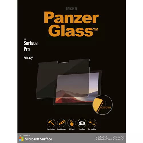 PanzerGlass Microsoft Surface Pro 4 | Pro 5. Gen | Pro 6 | Pro 7 - Privacy | Screen Protector Glass Microsoft Microsoft - Surface Pro 5 Gen. Microsoft - Surface Pro 6 Gen. Microsoft - Surface Pro 7 Gen.... Dry application Scratch resistant