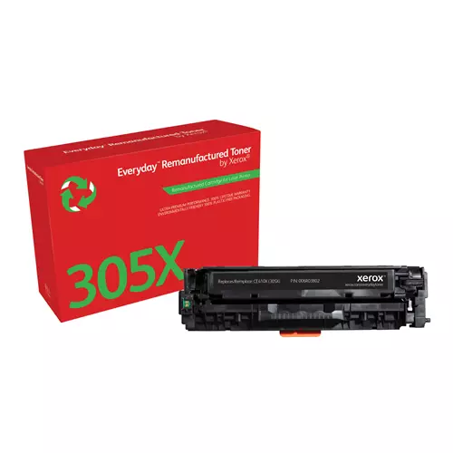 Everyday Black Remanufactured Toner by compatible with HP 305X (CE410X) High capacity. Black toner page yield: 4000 pages Printing colours: Black Quantity per pack: 1 pc(s)