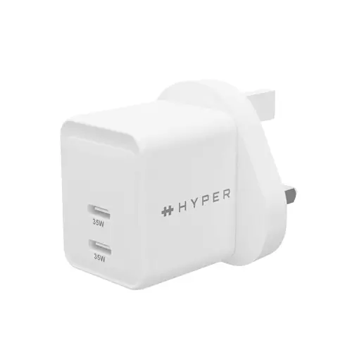 HYPER HyperJucie. Charger type: Indoor Power source type: AC Charger compatibility: Universal USB Type-C ports quantity: 2 Fast charging. Product colour: White