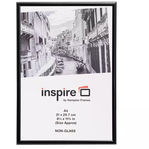 Photo Album Co Certificate/Photo Frame A4 Aluminium Frame Plastic Front Black - PAAFA4BBLK