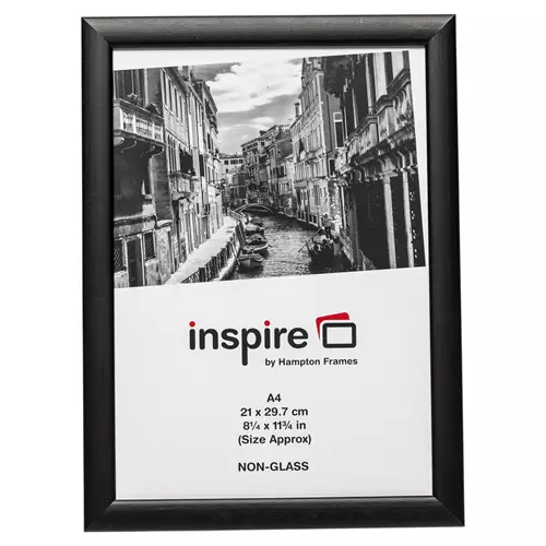 Photo Album Co Certificate/Photo Frame A4 Wood Frame Plastic Front Black - PAWFA4B-BLK