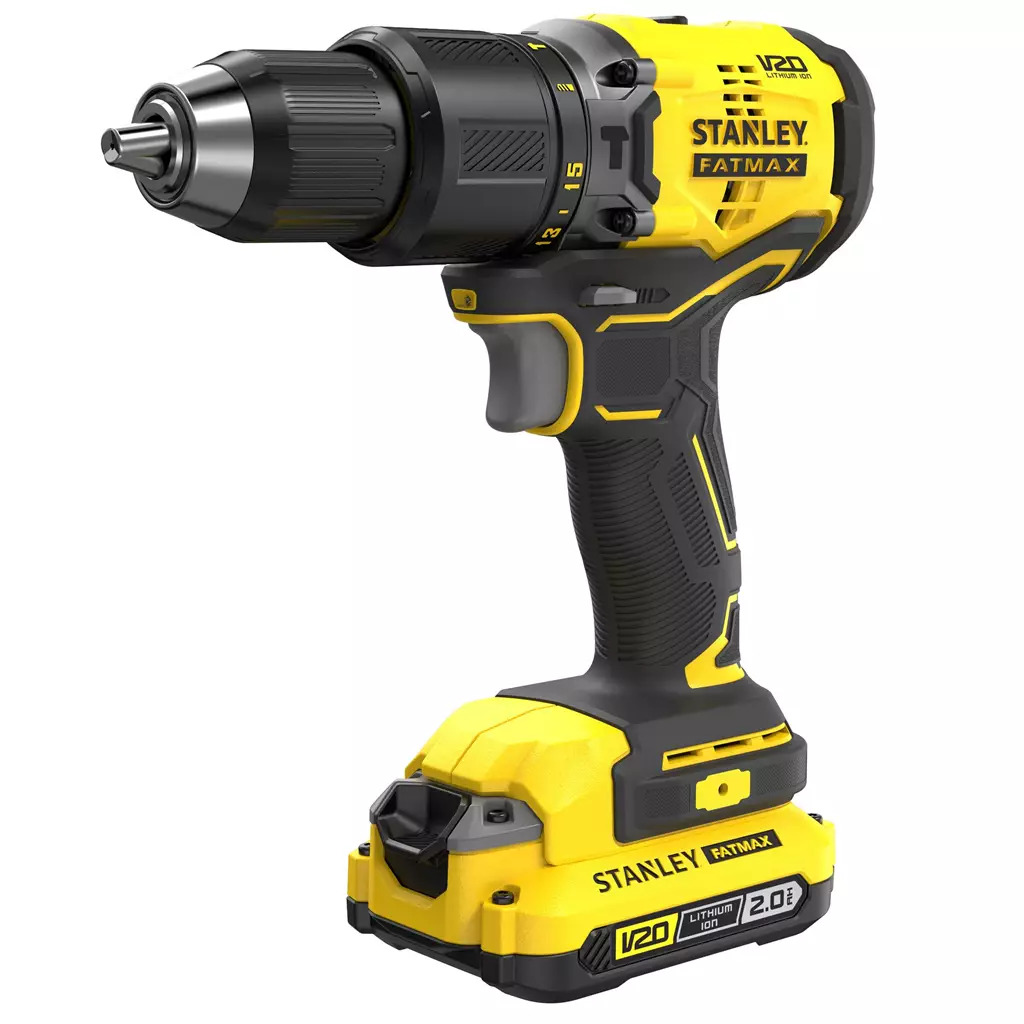 Stanley Fatmax SFMCD715D2K-GB Drill 1900 Rpm Keyless Black Yellow