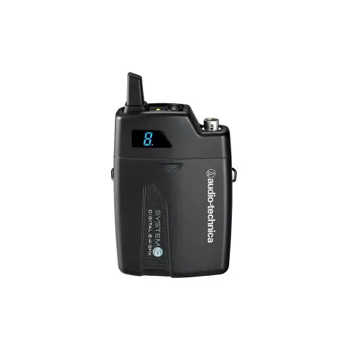 Audio-Technica ATW-T1001. Form factor: Bodypack transmitter Operating frequency: 2400 MHz Product colour: Black. Battery type: AA Battery voltage: 1.5 V Battery life (max): 7 h. Width: 70.2 mm Depth: 24.9 mm Height: 107 mm