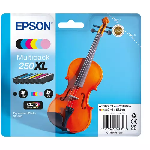 Epson 250XL Violin Claria Photo HD ink cartridge 6 pc(s) Original High (XL) Yield Black Cyan Light Cyan Light magenta Magenta Yellow