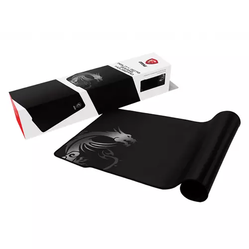 MSI AGILITY GD70 Pro Gaming Mousepad '900mm x 400mm Pro Gamer Silk Surface Iconic Dragon Design Anti-slip and shock-absorbing rubber base Reinforced stitched edges' Black Image Fabric Rubber Silk Gaming mouse pad