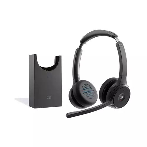 Photos - Headphones Cisco Headset 722 Wireless Dual On-Ear Bluetooth Webex Button USB-A HD Bluetooth Adapter Soft Case Charging Stand