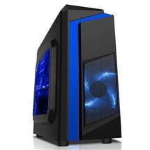 Spire F3 Micro ATX Gaming Case w/ Windows, No PSU, Blue LED Fan, Black