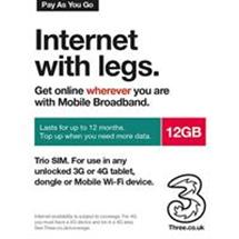 3 Trio 12GB Pay as You Go Mobile Broadband SIM | In Stock