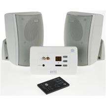 In-wall Stereo Amplifier System with 2 x Wall Mount Monitor Speakers.