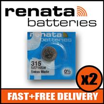 2 x Renata 315 Watch Battery 1.55v SR716SW  Official Renata Watch