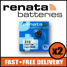 2 x Renata 319 Watch Battery 1.55v SR527SW  Official Renata Watch