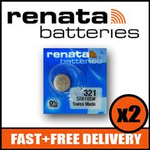 2 x Renata 321 Watch Battery 1.55v SR616SW  Official Renata Watch