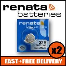 2 x Renata 329 Watch Battery 1.55v SR731SW  Official Renata Watch