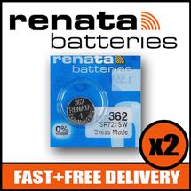 2 x Renata 362 Watch Battery 1.55v SR721SW  Official Renata Watch