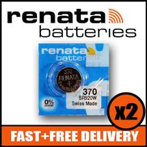 2 x Renata 370 Watch Battery 1.55v SR920W  Official Renata Watch