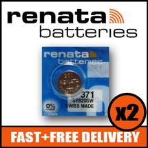 2 x Renata 371 Watch Battery 1.55v SR920SW  Official Renata Watch