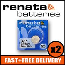 2 x Renata 377 Watch Battery 1.55v SR626SW  Official Renata Watch