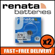 2 x Renata 379 Watch Battery 1.55v SR521SW  Official Renata Watch